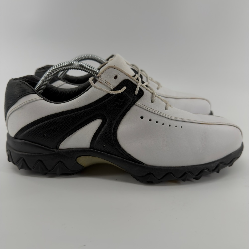 FootJoy Contour Series Mens Golf Shoes‎ White Black Leather Spiked Size 9.5M